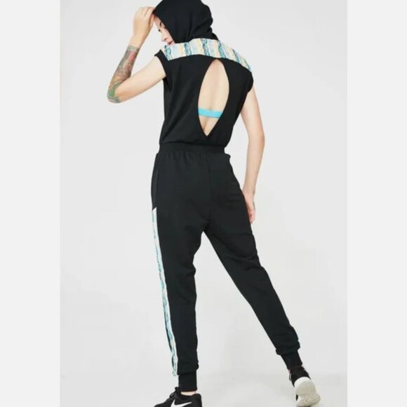 New Puma X Coogi Sweatshirt Jumpsuit Romper Womens XS Black Blue Knitted Hoodie - Picture 3 of 10